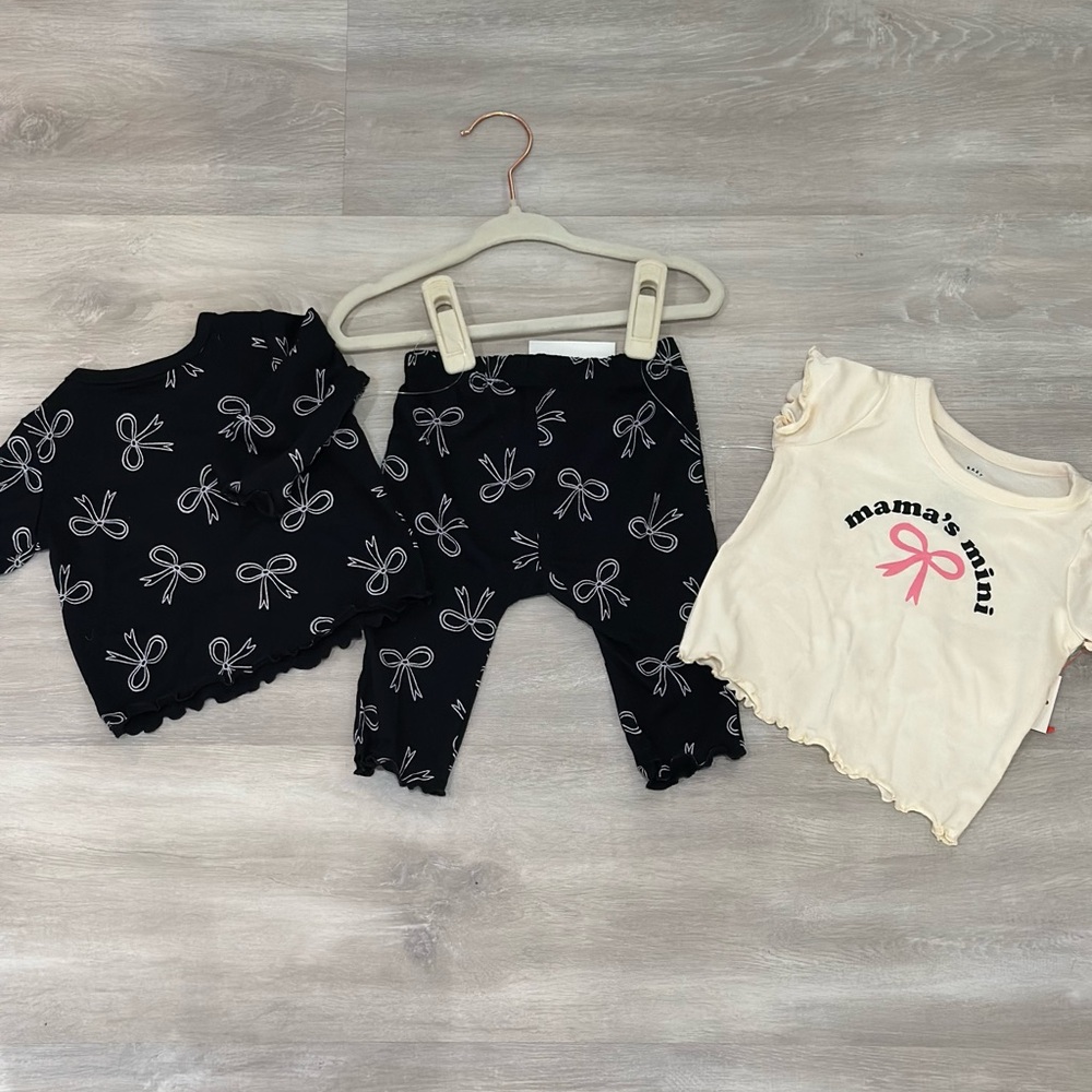 Cat & Jack Cream Baby Top with Pink and Black Print